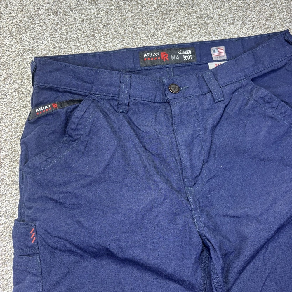 Ariat FR M4 Pants Mens 34x32 Blue Relaxed Boot Flame Resistant Workwear 10012546